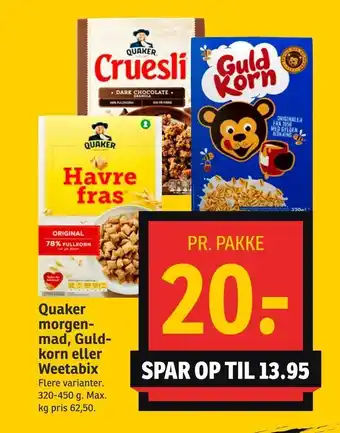 Quaker morgenmad, Guldkorn eller Weetabix