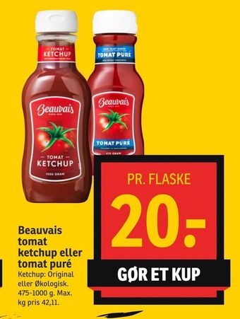SPAR Beauvais tomat ketchup eller tomat puré tilbud