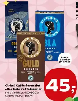 SuperBrugsen Cirkel Kaffe formalet eller hele kaffebønner tilbud
