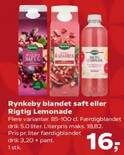 SuperBrugsen Rynkeby blandet saft eller Rigtig Lemonade tilbud