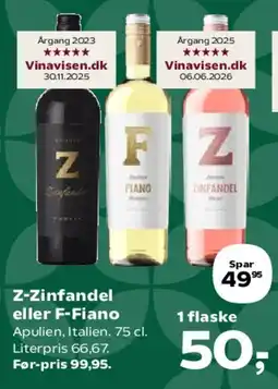SuperBrugsen Z-Zinfandel eller F-Fiano tilbud