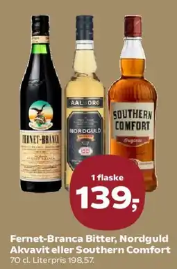 SuperBrugsen Fernet-Branca Bitter, Nordguld Akvavit eller Southern Comfort tilbud