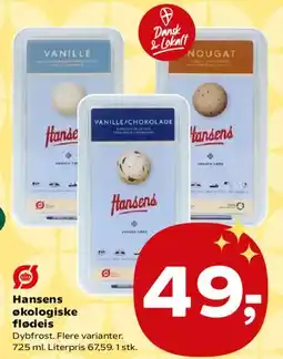 Kvickly Hansens økologiske flødeis tilbud