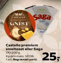 Kvickly Castello premium smelteost eller Saga tilbud