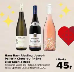 Kvickly Hans Baer Riesling / Joseph Pellerin Côtes-du-Rhône / Silenia Rosé tilbud