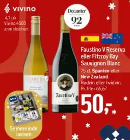 Føtex Faustino V Reserva eller Fitzroy Bay Sauvignon Blanc tilbud