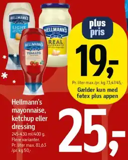Føtex Hellmann's mayonnaise, ketchup eller dressing tilbud