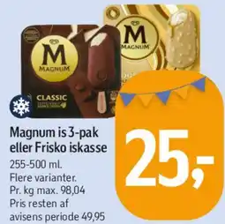Føtex Magnum 3-pak eller Frisko iskasse tilbud