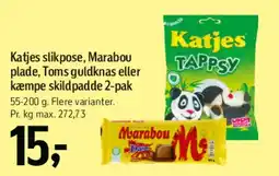 Føtex Katjes slikpose, Marabou plade, Toms guldknas eller kæmpe skildpadde 2-pak tilbud