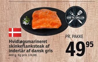 SPAR Hvidløgsmarineret skinkeflanksteak af inderlår af dansk gris tilbud