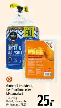 Føtex Glutenfri knækbrød, fastfood brød eller kiks tilbud