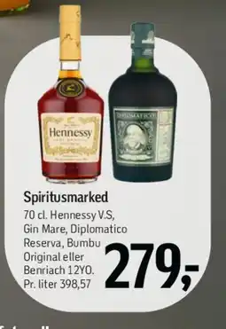 Føtex Spiritusmarked - Hennessy V.S., Gin Mare, Diplomatico eller Benriach 12 år tilbud