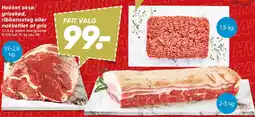 Bilka Hakket okse/grisekød, ribbensteg eller nakkefilet af gris tilbud