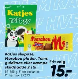 Bilka Slik & chokolade (Katjes, Marabou, Toms) tilbud