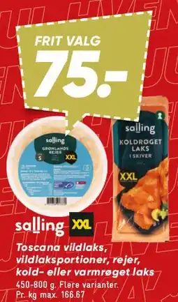 Bilka Toscana vildlaks / vildlaksportioner / rejer / kold- eller varmrøget laks tilbud