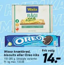 Bilka Wasa knækbrød / Oreo kiks tilbud