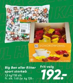 Bilka Big Ben eller Ritter Sport - storboks tilbud