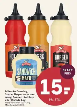 SPAR Bähncke Dressing, Sauce & Mayonnaise tilbud