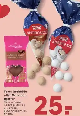 SPAR Toms Snebolde eller Marcipan Hjerter tilbud