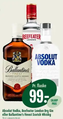 Min Købmand Absolut Vodka, Beefeater London Dry Gin eller Ballantine's Finest Scotch Whisky tilbud