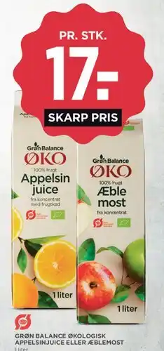 MENY Grøn Balance Økologisk Appelsinjuice eller Æblemost tilbud