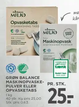 MENY Grøn Balance Maskinopvask / Opvasketabs tilbud