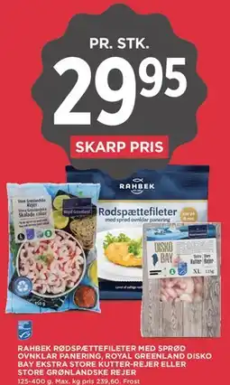 MENY Rahbek rødspættefileter / Royal Greenland / Disko Bay rejer tilbud