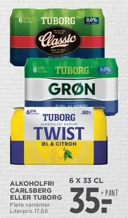 MENY Alkoholfri Carlsberg eller Tuborg (6 x 33 cl) tilbud