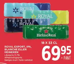 MENY Royal Export, IPA, Blanche eller Heineken tilbud
