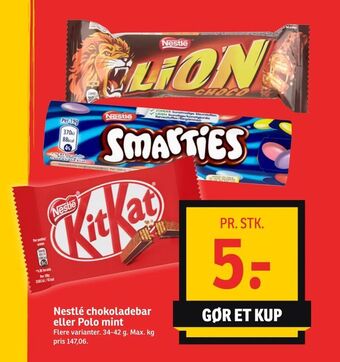 SPAR Nestlé chokoladebar eller Polo mint tilbud