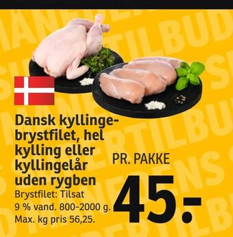SPAR Dansk kyllingebrystfilet, hel kylling eller kyllingelår uden rygben tilbud