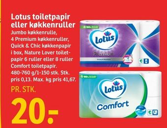 SPAR Lotus toiletpapir eller køkkenruller tilbud