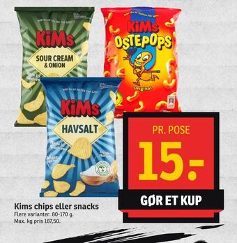 SPAR Kims chips eller snacks tilbud
