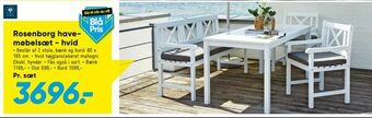 Bilka Rosenborg havemøbelsæt - hvid tilbud