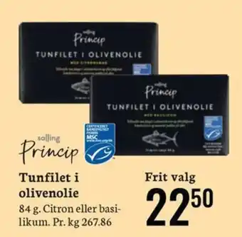 Princip tunfilet i olivenolie