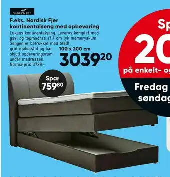 Bilka Nordisk Fjer kontinentalseng med opbevaring tilbud
