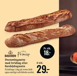 Føtex Bageren Princip Durumbaguette med hvidløg eller Surdejsbaguette tilbud