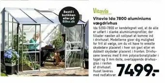 Bilka Vitavia Ida 7800 aluminiums vægdrivhus tilbud