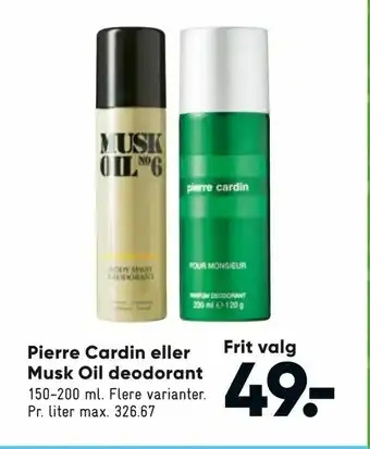 Bilka Pierre Cardin eller Musk Oil deodorant tilbud