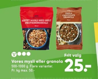 Bilka Vores mysli eller granola tilbud