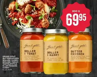 MENY Grand gout butterchicken, boller i karry, boller i tomat, tarteletfyld eller panang karry tilbud