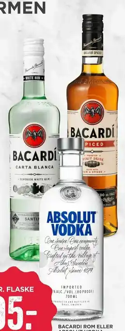 MENY Bacardi rom eller absolut vodka tilbud