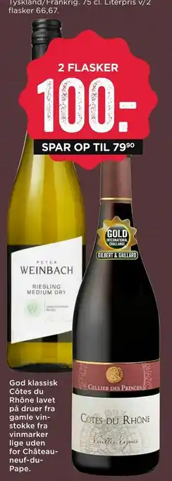 MENY Peter weinbach mosel riesling medium dry eller cellier des princes côtes du rhône vieilles vignes 2020 tilbud
