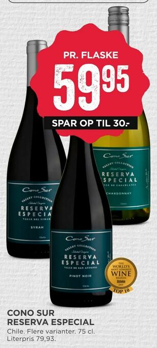 MENY Cono sur reserva especial tilbud
