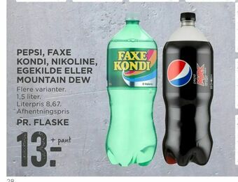 MENY Pepsi, faxe kondi, nikoline, egekilde eller mountain dew tilbud