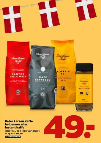 Netto Peter Larsen Kaffe helbønner eller instant kaffe tilbud