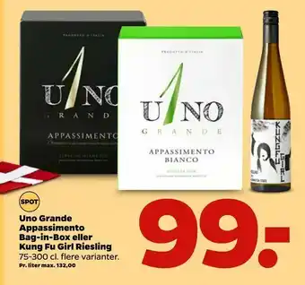 Netto Uno Grande Appassimento Bag-in-Box eller Kung Fu Girl Riesling tilbud