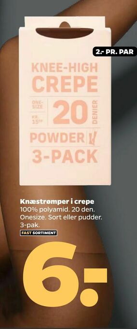 Netto Knæstrømper i crepe tilbud