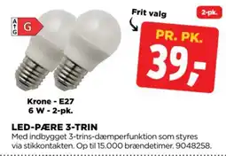 jem & fix Krone LED-PÆRE 3-TRIN tilbud