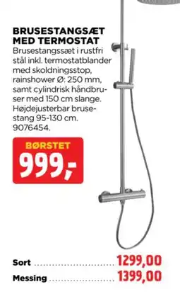 jem & fix Børstet brusestangsæt med termostat tilbud
